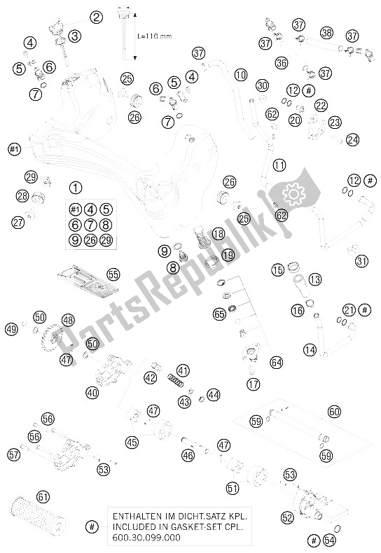 All parts for the Lubricating System of the KTM 990 Adventure Orange ABS 09 USA 2009