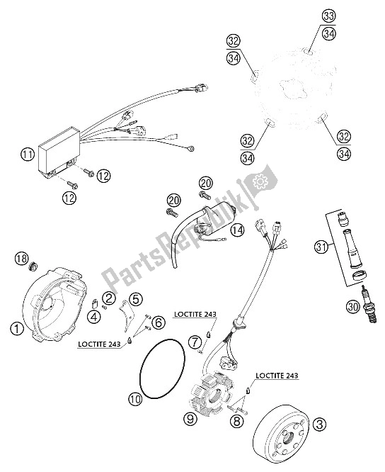 All parts for the Ignition 4k3 Sc 2002 of the KTM 625 SC Europe 2002