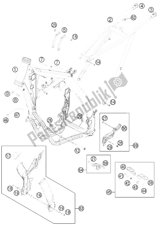 Todas las partes para Marco de KTM 200 XC W USA 2011