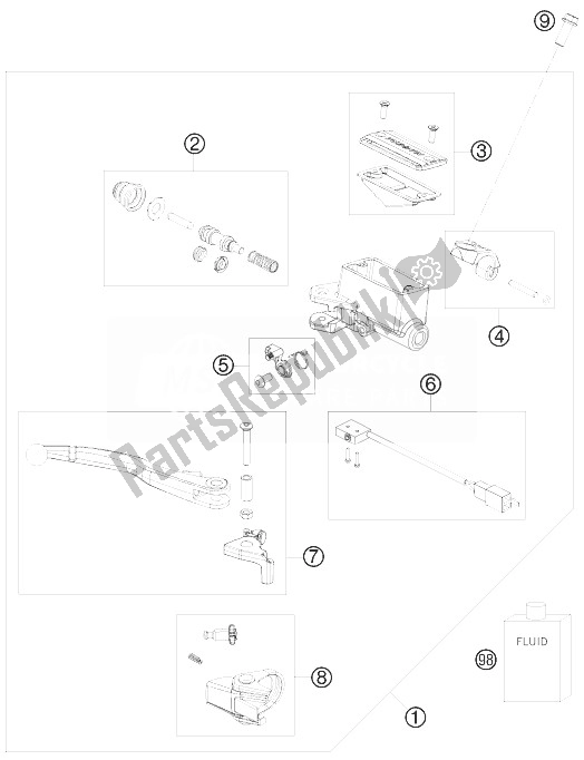 Toutes les pièces pour le Cylindre De Frein à Main du KTM 450 XC ATV 2010