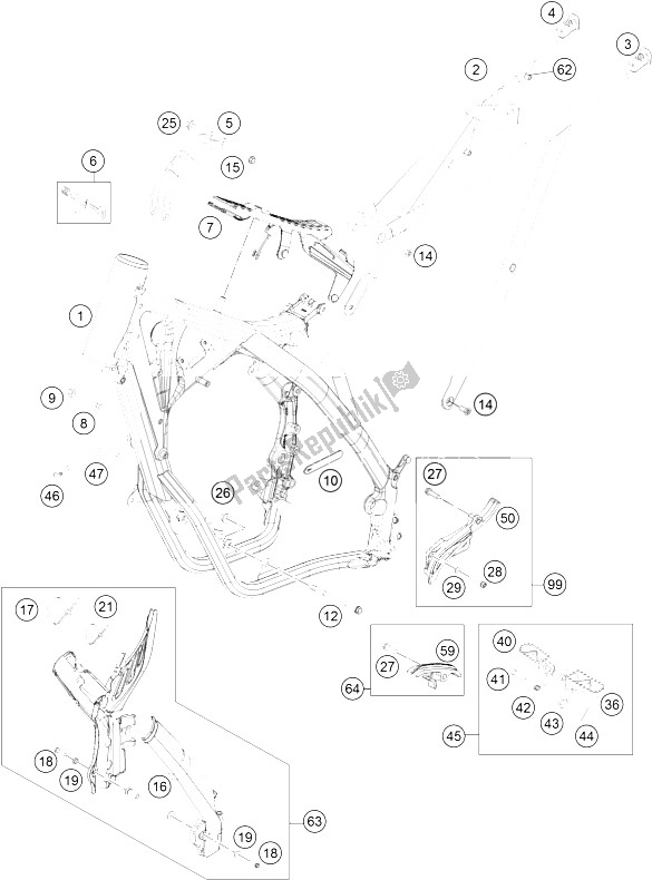 Toutes les pièces pour le Cadre du KTM 200 EXC Europe 2015