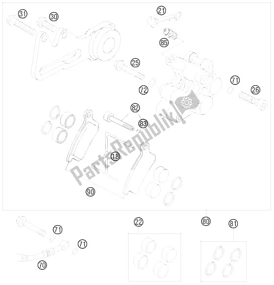 Todas las partes para Pinza De Freno Trasera de KTM 85 SX 17 14 Europe 2008