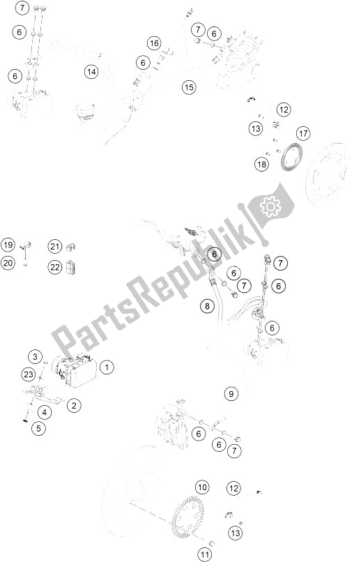 Alle onderdelen voor de Antiblokkeersysteem Abs van de KTM 125 Duke White ABS B D 15 Europe 2015