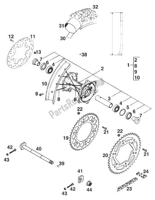 Todas las partes para Rueda Trasera 125 Lc2 '98 de KTM 125 LC2 80 Europe 1998