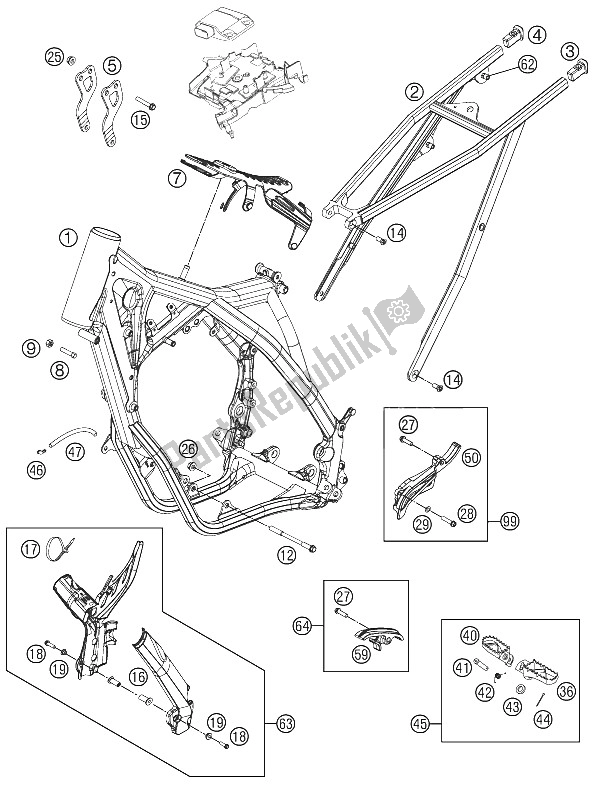 Tutte le parti per il Telaio del KTM 150 XC USA 2012