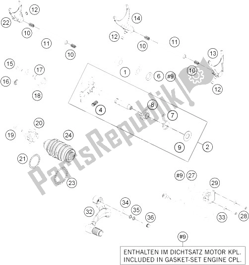 Toutes les pièces pour le Mécanisme De Changement du KTM 1190 ADV ABS Grey WES Europe 2015