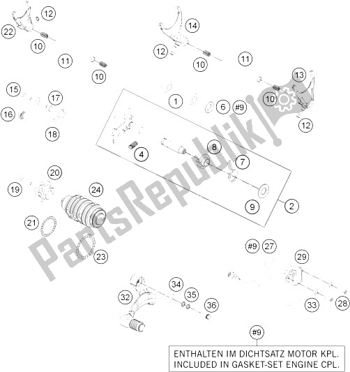 All parts for the Shifting Mechanism of the KTM 1190 Adventure ABS Grey France 2013