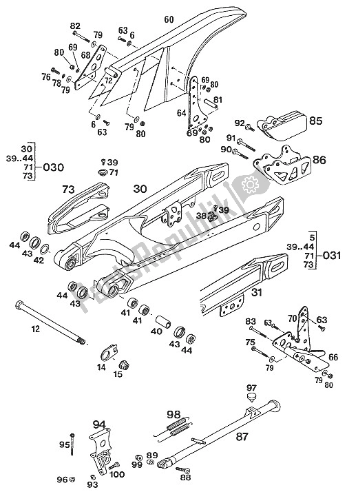 Toutes les pièces pour le Schwingarm, Kettensch. Lc4'94 du KTM 350 E XC 20 KW SUP COM Europe 1994