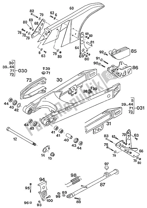 Todas as partes de Schwingarm, Kettensch. Lc4'94 do KTM 620 EGS WP 37 KW 20 LT 94 Europe 1994