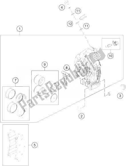 All parts for the Brake Caliper Front of the KTM 450 SMR Europe 2014