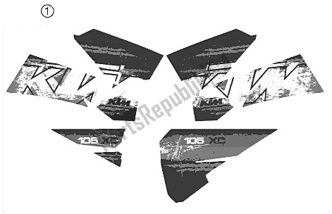 All parts for the Decal of the KTM 105 XC USA 2008