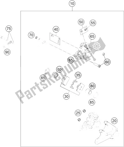 All parts for the Brake Caliper Rear of the KTM Freeride 250 R USA 2015