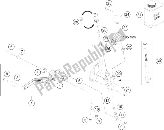 Todas las partes para Control De Freno Trasero de KTM 690 Duke R ABS Australia 2016