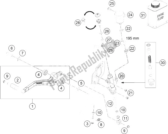 All parts for the Rear Brake Control of the KTM 690 Duke R ABS Europe 2016