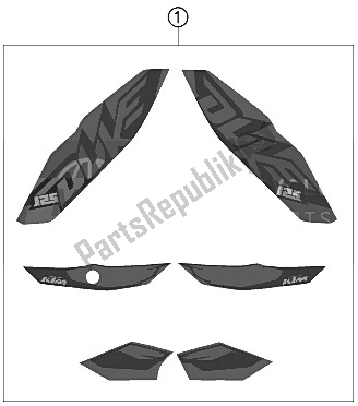 Alle onderdelen voor de Sticker van de KTM 125 Duke Grey Europe 8026L5 2012