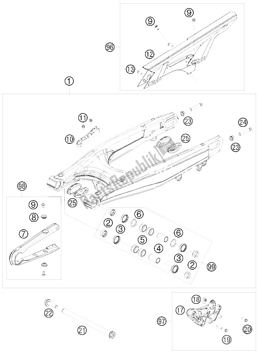 Todas las partes para Brazo Oscilante de KTM 690 Enduro 08 Europe 2008