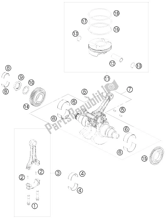 All parts for the Crankshaft, Piston of the KTM 1190 RC 8 R Australia 2009