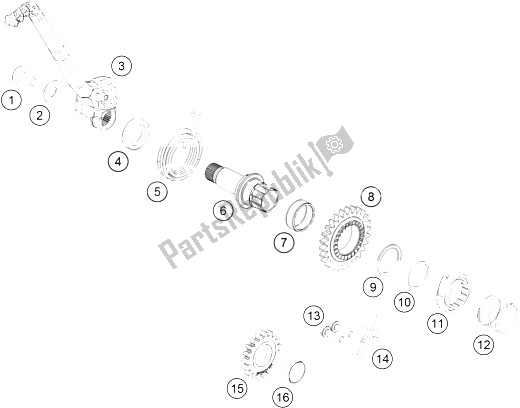 All parts for the Kick Starter of the KTM 150 SX USA 2016