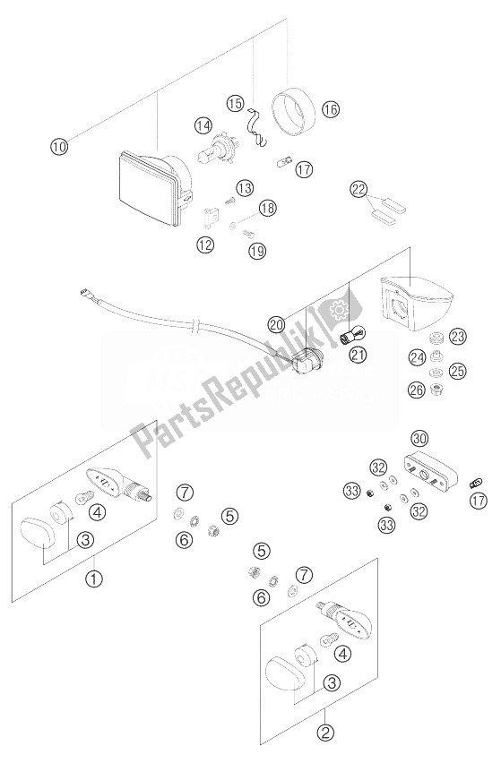 Tutte le parti per il Fanale Anteriore, Fanale Posteriore, Lampeggiatore del KTM 660 SMC Europe 2004