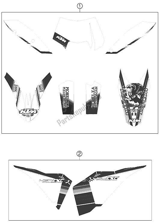 All parts for the Decal of the KTM 450 EXC SIX Days Europe 2011