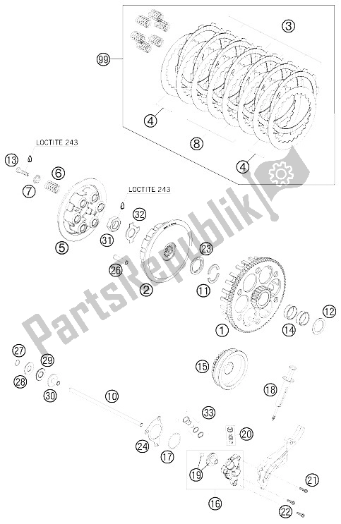 All parts for the Clutch of the KTM 450 XC ATV Europe 2008