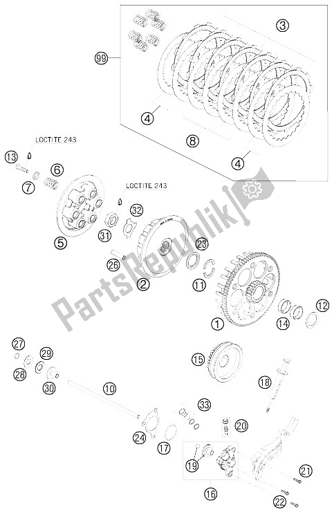 Tutte le parti per il Frizione del KTM 525 XC ATV Europe 2008