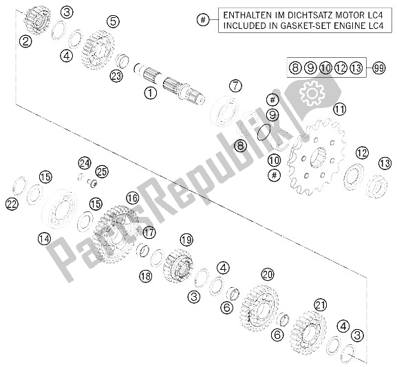 All parts for the Transmission Ii - Countershaft of the KTM 690 SMC Europe 2011