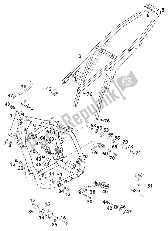 Todas las partes para Marco 620 Sc 2001 de KTM 620 SC Super Moto Europe 2001