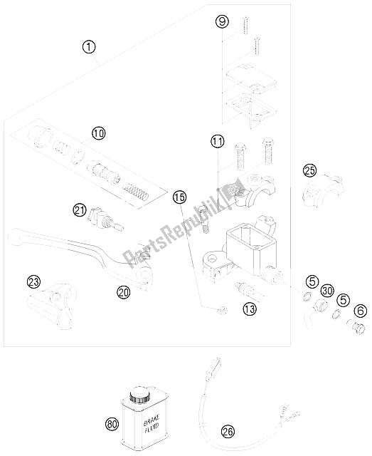 Tutte le parti per il Cilindro Del Freno A Mano del KTM 690 Enduro 09 Europe 2009