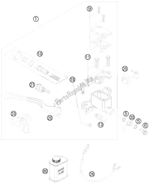 All parts for the Hand Brake Cylinder of the KTM 690 Enduro 09 USA 2009