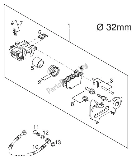 Tutte le parti per il Pinza Freno Posteriore Brembo 2000 del KTM 200 EXC Europe 2000