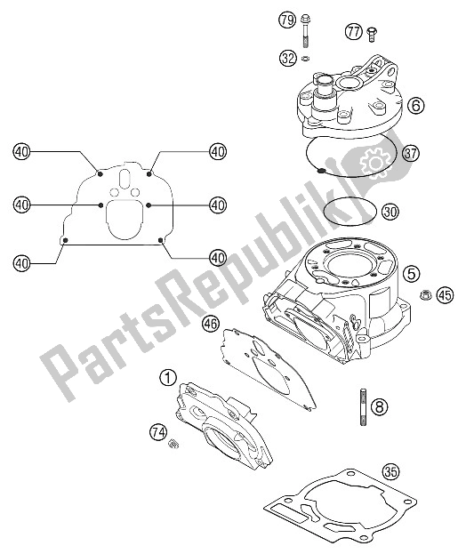 Tutte le parti per il Cilindro 125/200 2002 del KTM 125 EXC SIX Days Europe 2002