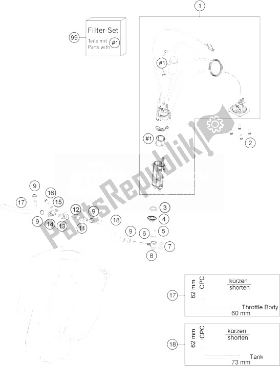 Tutte le parti per il Pompa Di Benzina del KTM RC 250 R Europe 2014