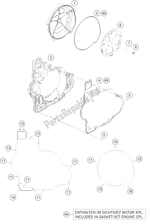 All parts for the Clutch Cover of the KTM 1190 Adventure ABS Orange Europe 2016