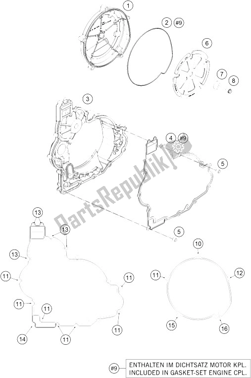 All parts for the Clutch Cover of the KTM 1190 Adventure R ABS China 2016