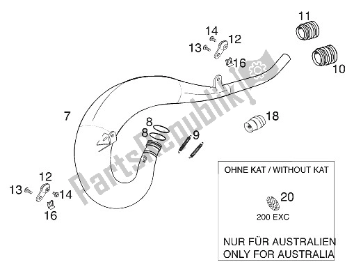 All parts for the Exhaust 125-200 ? 2000 of the KTM 200 EXC GS 8 KW Europe 2000