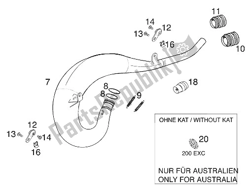 Tutte le parti per il Scarico 125-200 ? 2000 del KTM 200 EXC USA 2000