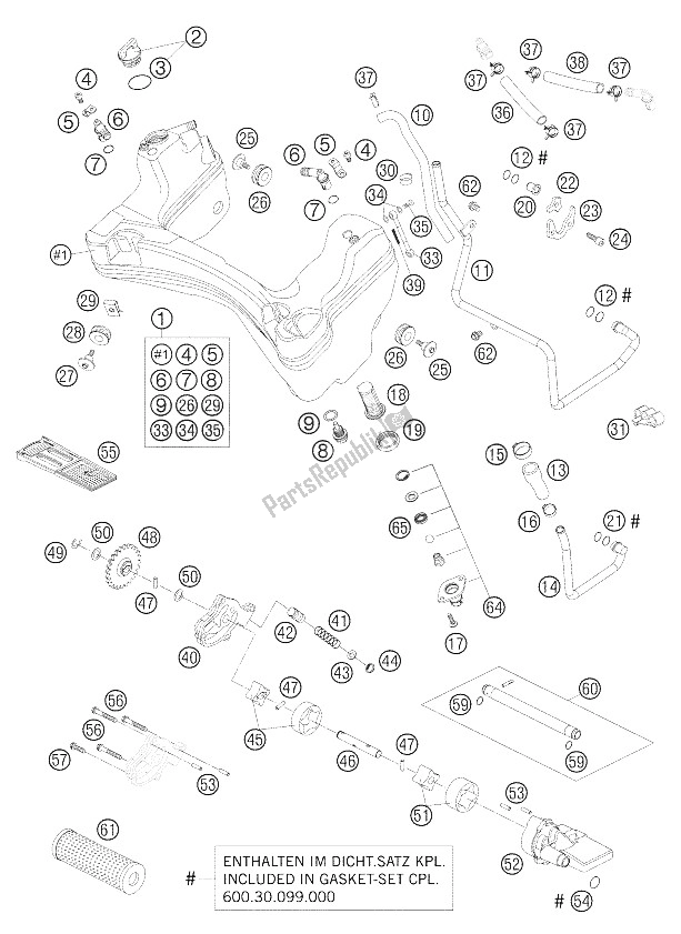 All parts for the Lubricating System of the KTM 990 Superduke Black France 2005