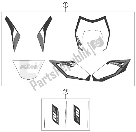 All parts for the Decal of the KTM 690 SMC R Europe 2012