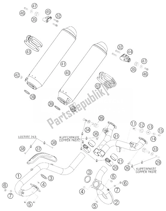 Tutte le parti per il Impianto Di Scarico del KTM 950 Superenduro R Europe 2007
