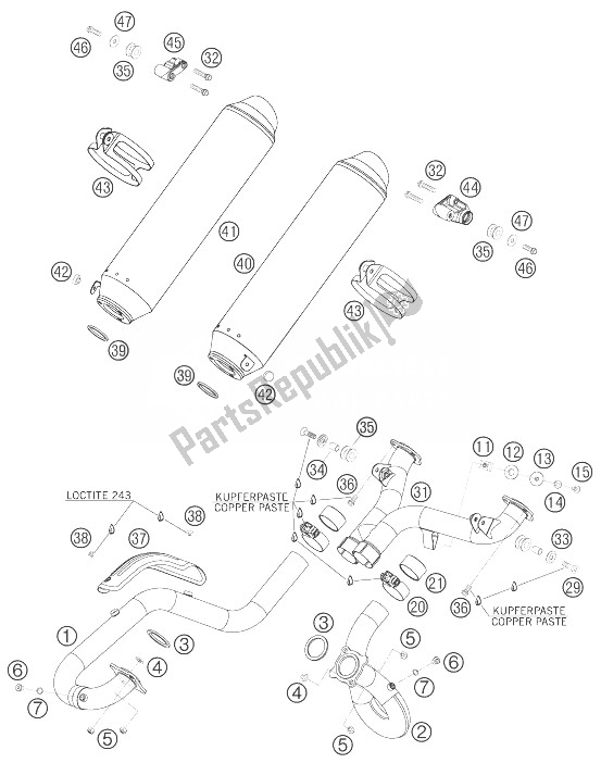 Todas las partes para Sistema De Escape de KTM 950 Superenduro R USA 2007