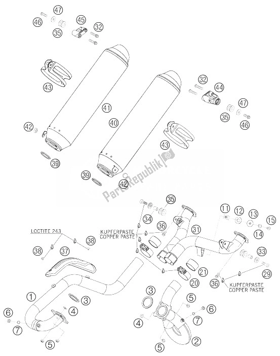 Toutes les pièces pour le Système D'échappement du KTM 950 Superenduro R USA 2007