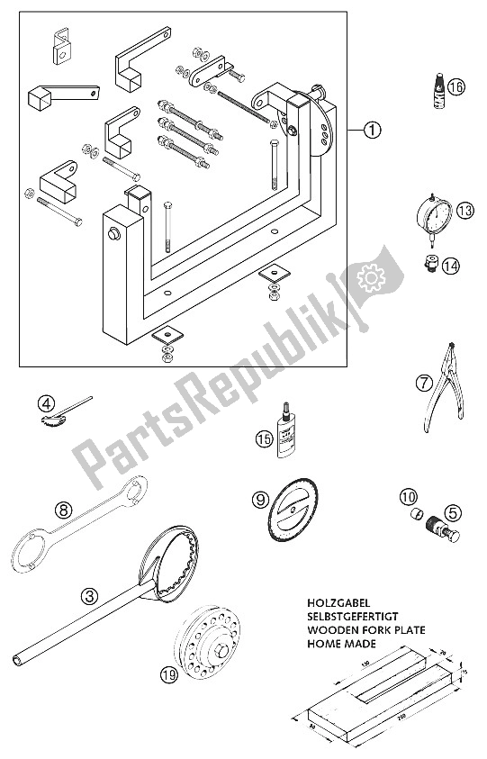 Tutte le parti per il Attrezzi Speciali 250-380 2000 del KTM 250 EXC SIX Days Europe 2001