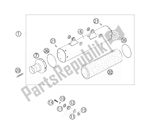 Todas las partes para Silenciador de KTM 450 XC USA 2007