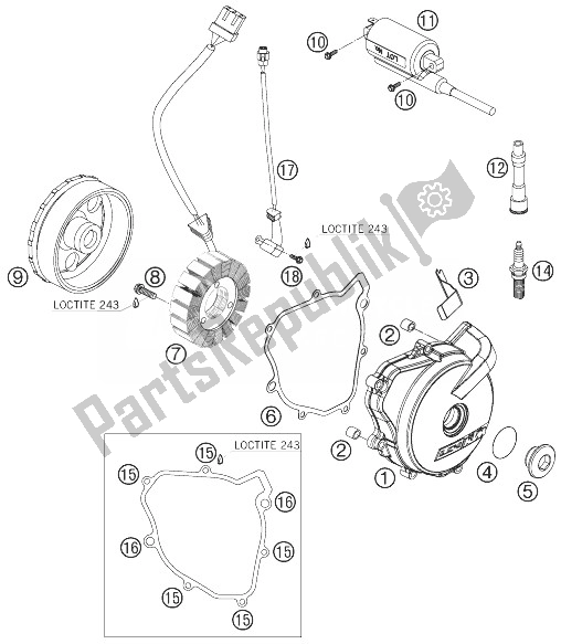 All parts for the Ignition System of the KTM 690 Supermoto Black Australia United Kingdom 2007