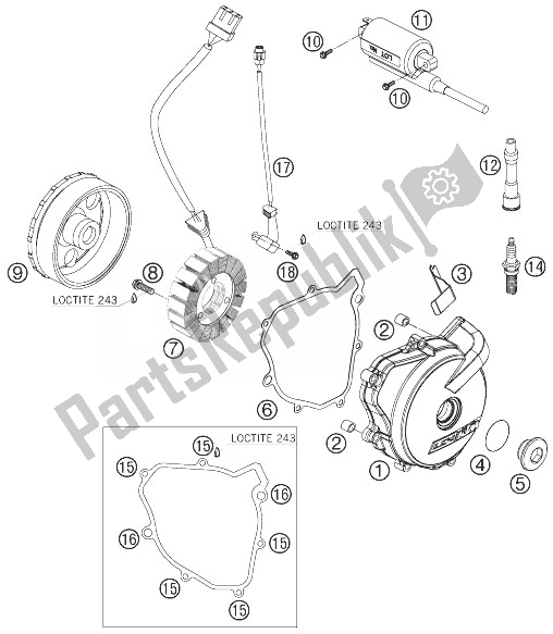 All parts for the Ignition System of the KTM 690 Supermoto Black USA 2007