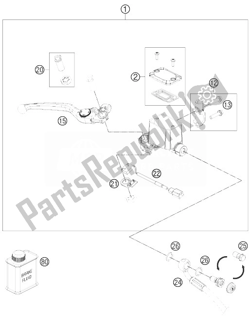 All parts for the Hand Brake Cylinder of the KTM 690 Duke Black ABS Australia 2013