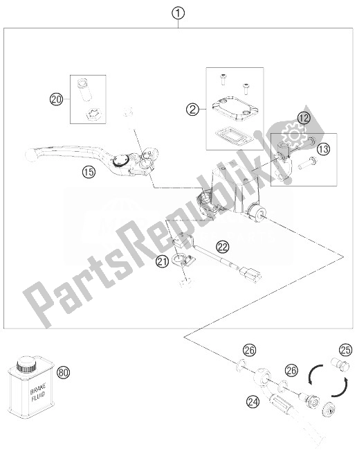All parts for the Hand Brake Cylinder of the KTM 690 Duke Black ABS Europe 2014