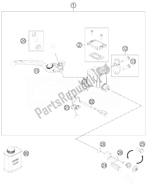 Wszystkie części do Cylinder Hamulca R? Cznego KTM 690 Duke Black ABS USA 2013