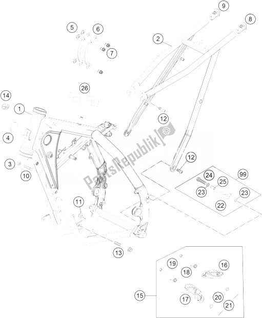 Alle onderdelen voor de Frame, Subframe van de KTM 85 SX 17 14 Europe 2014